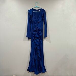 Orire Wally Maxi Dress Royal Blue Gown Slit US 4